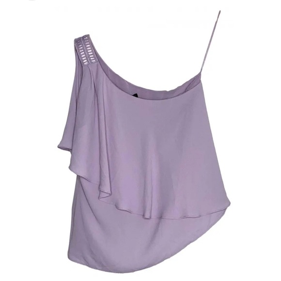 NWT White House Black Market One‎ Shoulder Ruffle Top Beaded Strap Size 6 - Picture 1 of 4